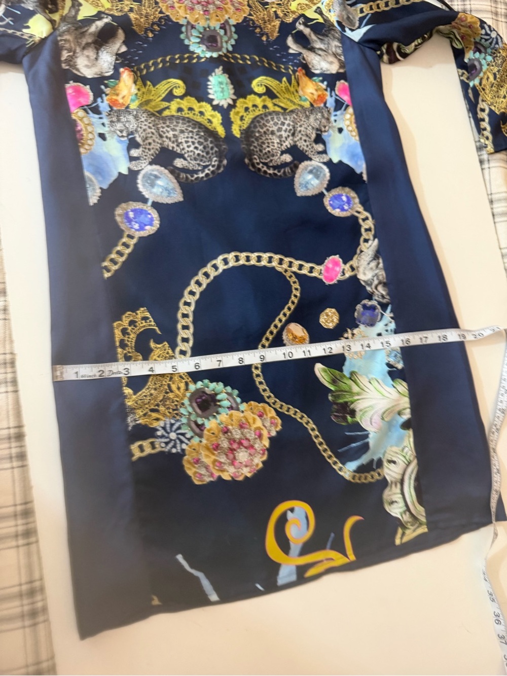 Tibi Blue Silk Scarf Animal & Jewel Print Luxury Designer Shift Dress 2*FLAW* - Picture 14 of 16